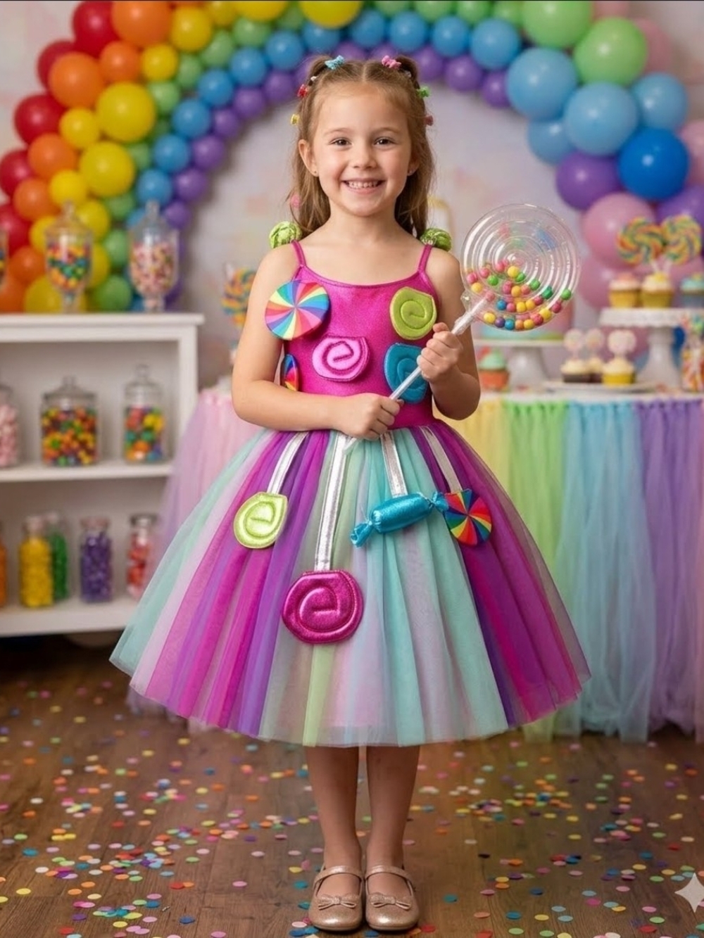 Rainbow Pink & Multi Lollipop Tulle Party Dress by Rainbow